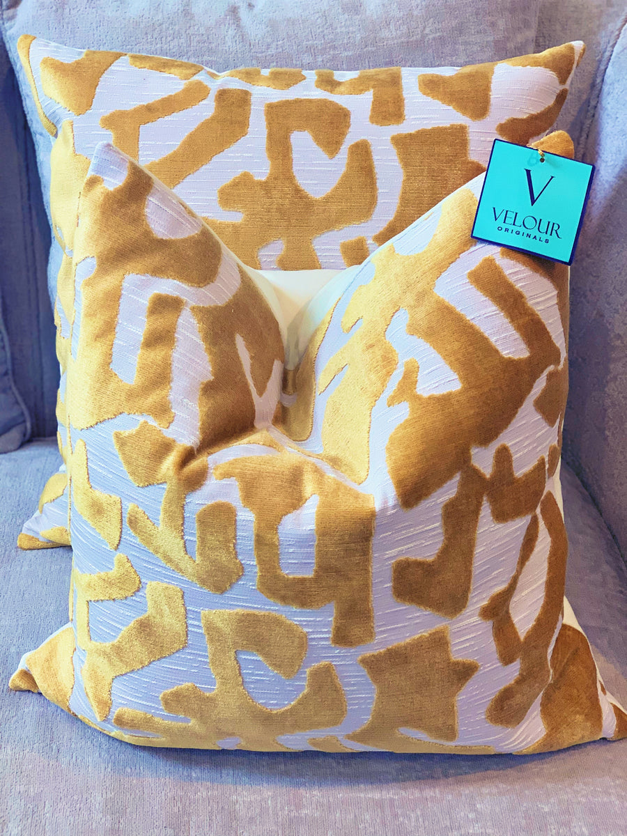 Gold Swirl Donella Velvet Pillows Velour Originals