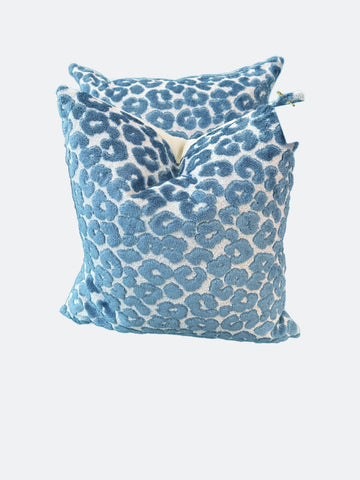 dino light blue cheetah print velvet pillows