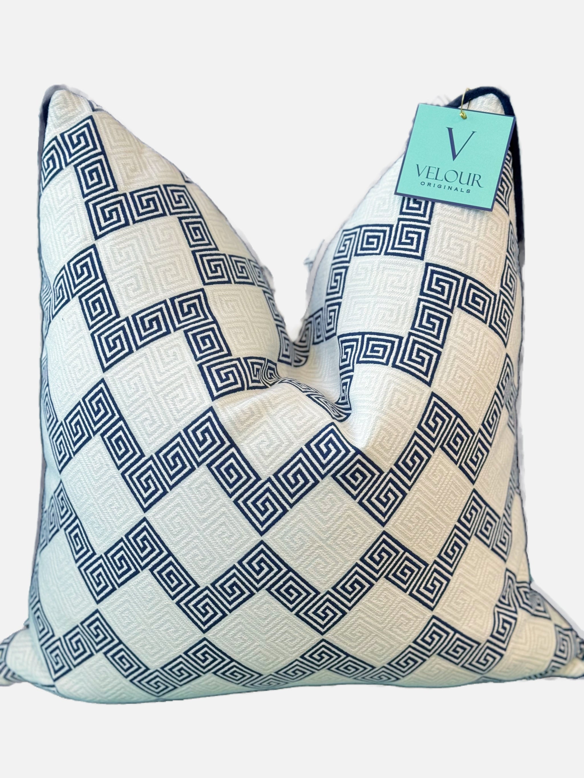 Navy and White Greek Key Pillows