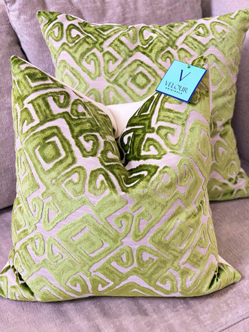Green Nola Velvet Pillows