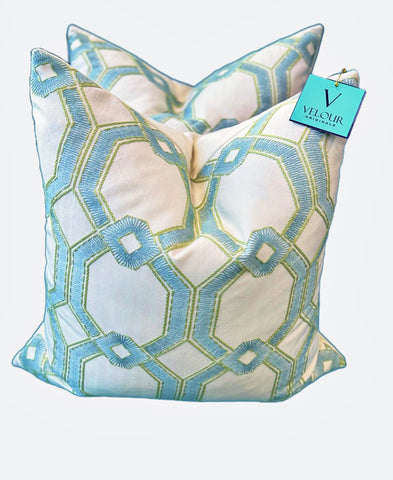 Ice Blue Interlock Pillows