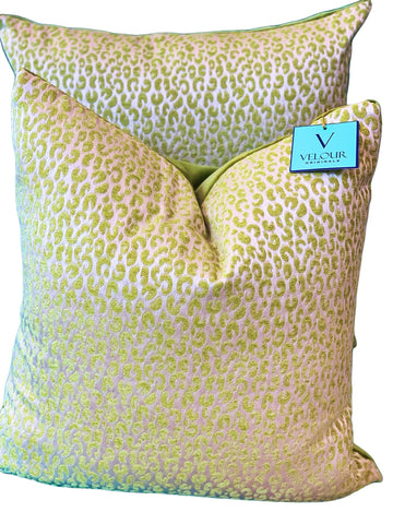 Kalahari Cheetah Green Velvet Pillows