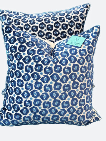 Navy and Light Blue Pinwheel Cut Velvet Pillows