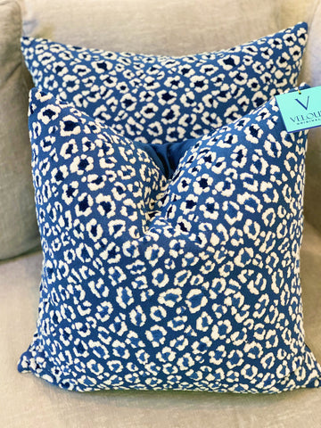 Navy Maisai Animal Print Velvet Pillows