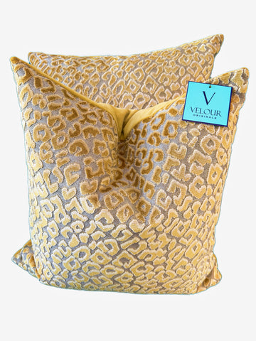 Golden Ocelot Cut Velvet Pillows