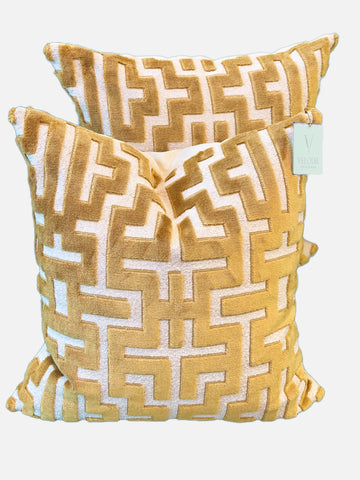 Gold Link Cut Velvet Pillows