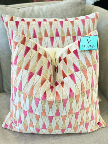 Pink and Orange Hourglass Velvet Pillows