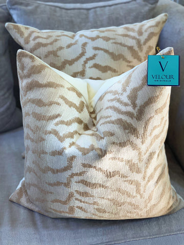 Tame Tan Tiger Velvet Pillows