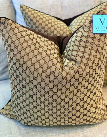 Brown GG Italian Velvet Pillows