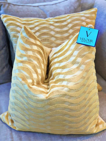 Gold Waves Velvet Pillows