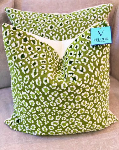 Green Masai Animal Print Velvet Pillows