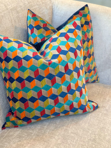 Geometric Velvet Pillow Set  22"x22"