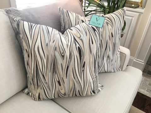 Gray Swirl Velvet Pillow Set 22'x22'