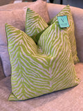 Green Zebra Stripes Velvet Pillows