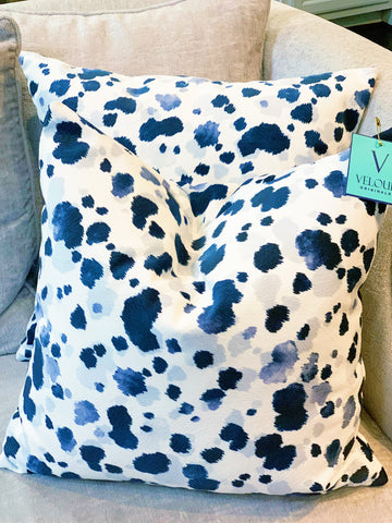 Navy and White Splatter Velvet Pillows