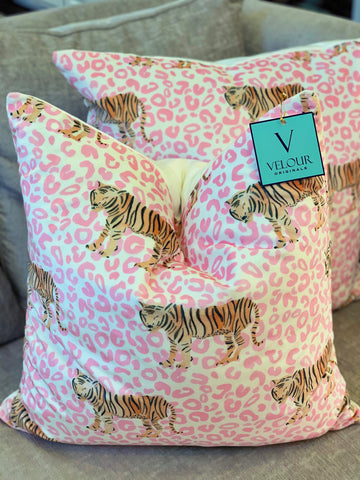 Pink Tiger Velvet Pillows