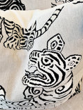 Black, white and Cream Akbar Tiger Chinoiserie Velvet Pillows