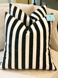 Black and White Velvet Cabana Stripe Pillows