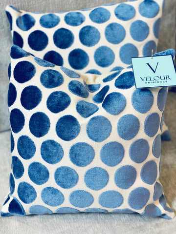 Navy Blue Velvet Dot Pillows