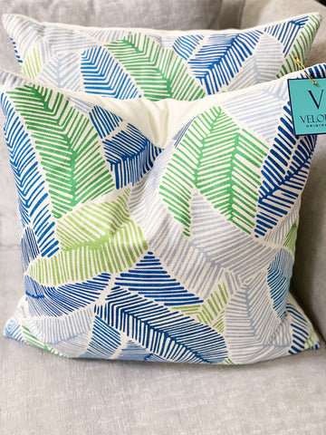 Tahiti Palm blue Velvet Pillows