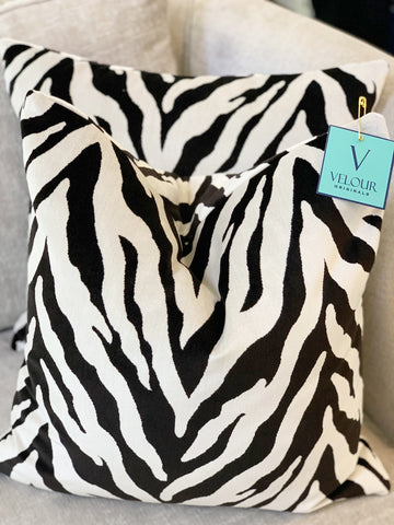 Black and White Zebra Velvet Pillows