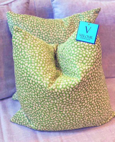 Green and Cream Dot Pillows