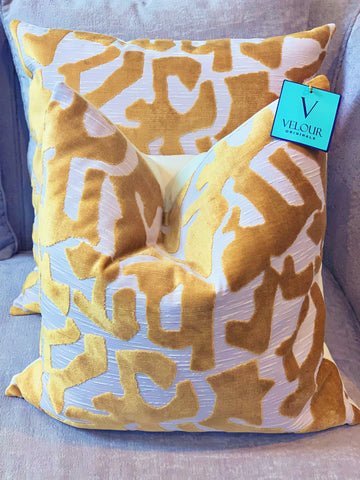 Gold Swirl Donella Cut Velvet Pillows
