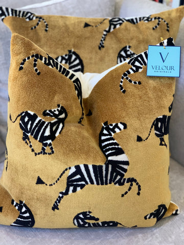 Farlowe Saffron Gold Zebra Velvet Pillows