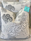 Gray Akbar Tiger Velvet Chinoiserie Pillows