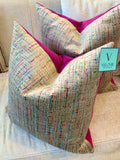 Gray and Fuchsia Velvet with color speckles Pillows