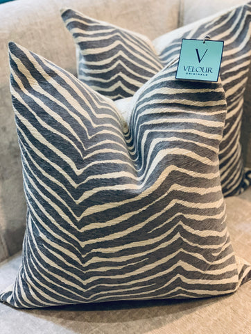 Gray Zebra Pillow Set 22x22