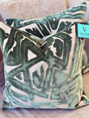 Green ACDC Cut Velvet Pillows