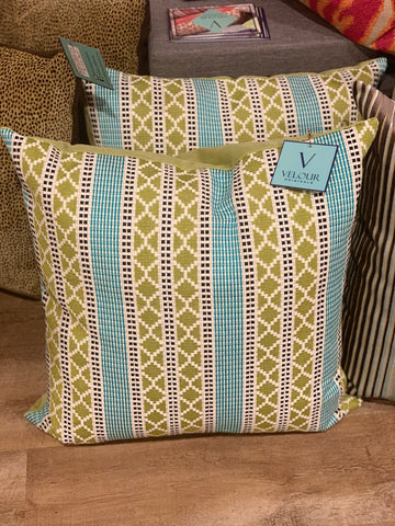 Turquoise and Green Brocade Pillows