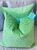 Duralee Green and Turquoise Cut Velvet Pillows