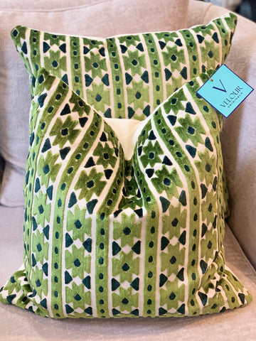 Heathrow Green Cut Velvet Pillows
