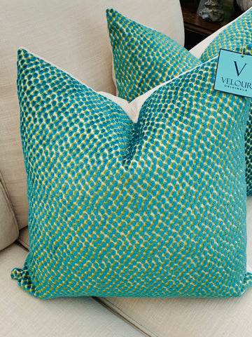 Kate Spade Mazzy Dot Turquiose Velvet Pillow Set