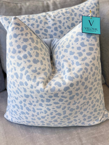 Light Blue Cheetah Velvet Pillows