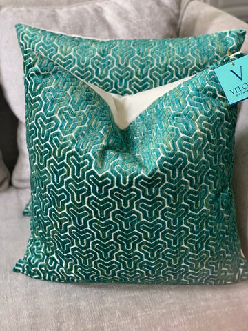 Mermaid Tail Aqua Cut Velvet Pillows