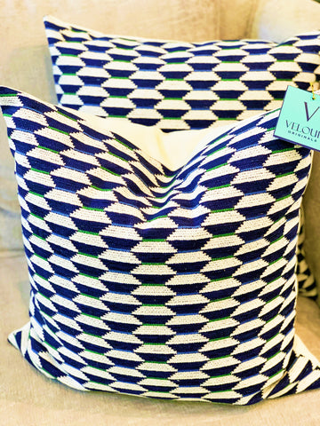 Navy and Green Velvet Prism Pillows