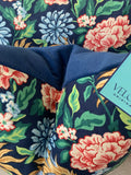 Navy Dragon flower Chinoiserie Velvet Pillows
