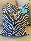 Navy Zebra Stripe Velvet Pillows