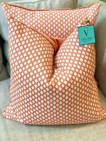Orange Chain Link Velvet Pillows