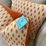 Orange Feather Velvet Pillows
