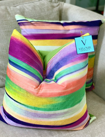 Purple Color stripe Velvet Pillows
