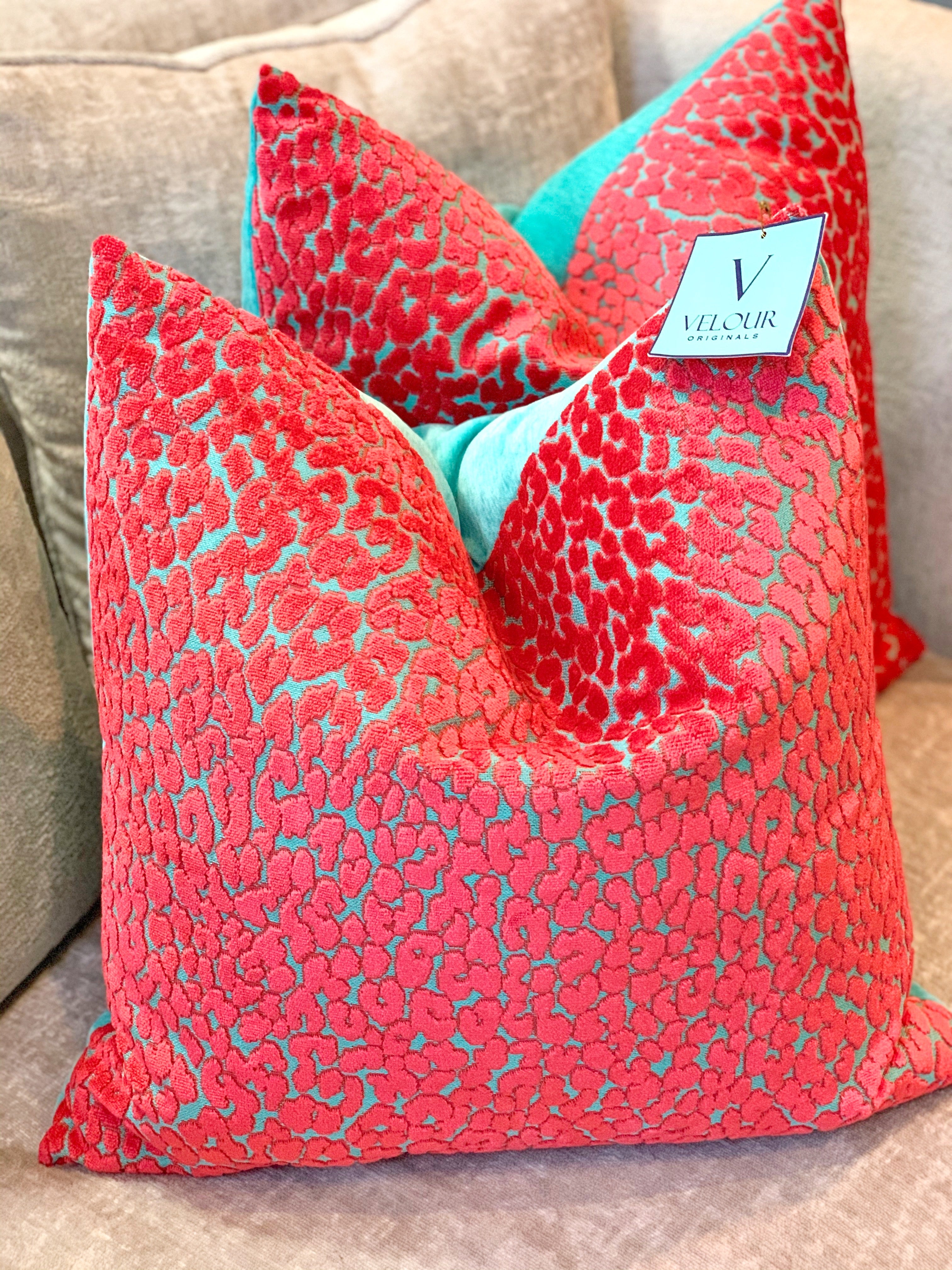 Hamilton Red Turquoise Leo Cut Velvet Dot