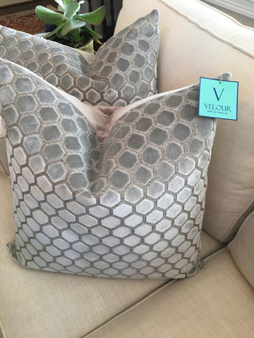 Cut Velvet Silver Circle Pillows