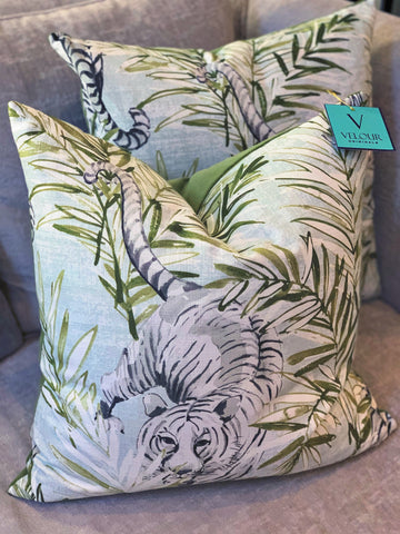 Maharani White Tiger Print Pillows