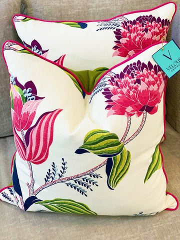 Sylvia Floral Fuchsia Velvet pillows