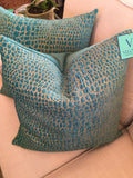 Teal Crocodile Pillow Set 22"x22"