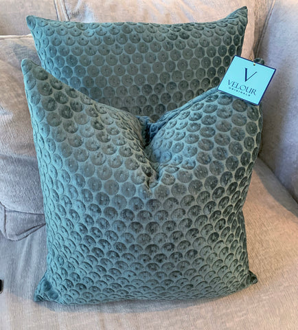 Teal Button Velvet Pillows
